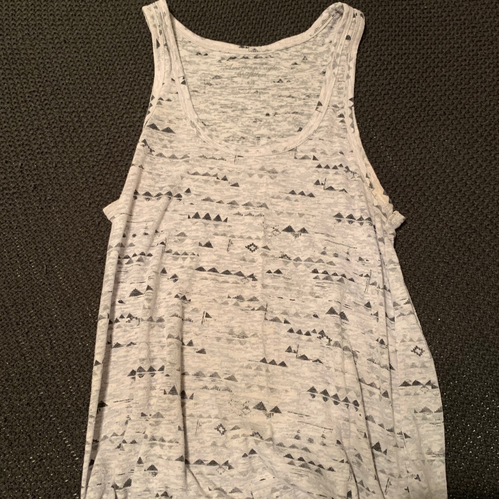 Fun print grey and black tank top